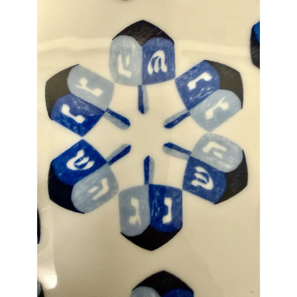 Rare Hanukkah Judaica Serving Set Crate Barrel Dreidel Star of David Menorah